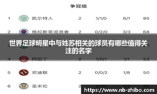 世界足球明星中与姓苏相关的球员有哪些值得关注的名字